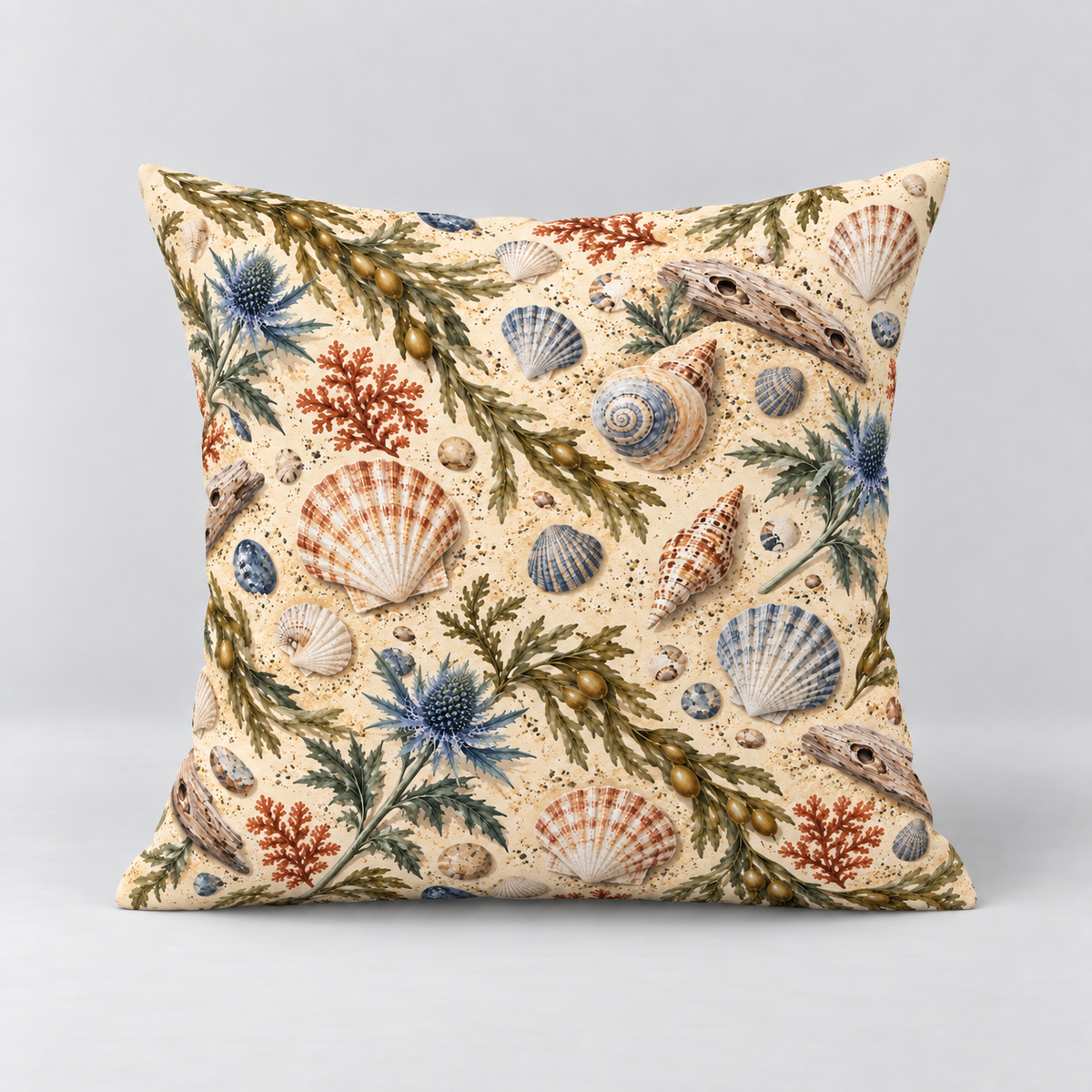 Dekokissen Muscheln & Strandgut, 40 × 40 cm