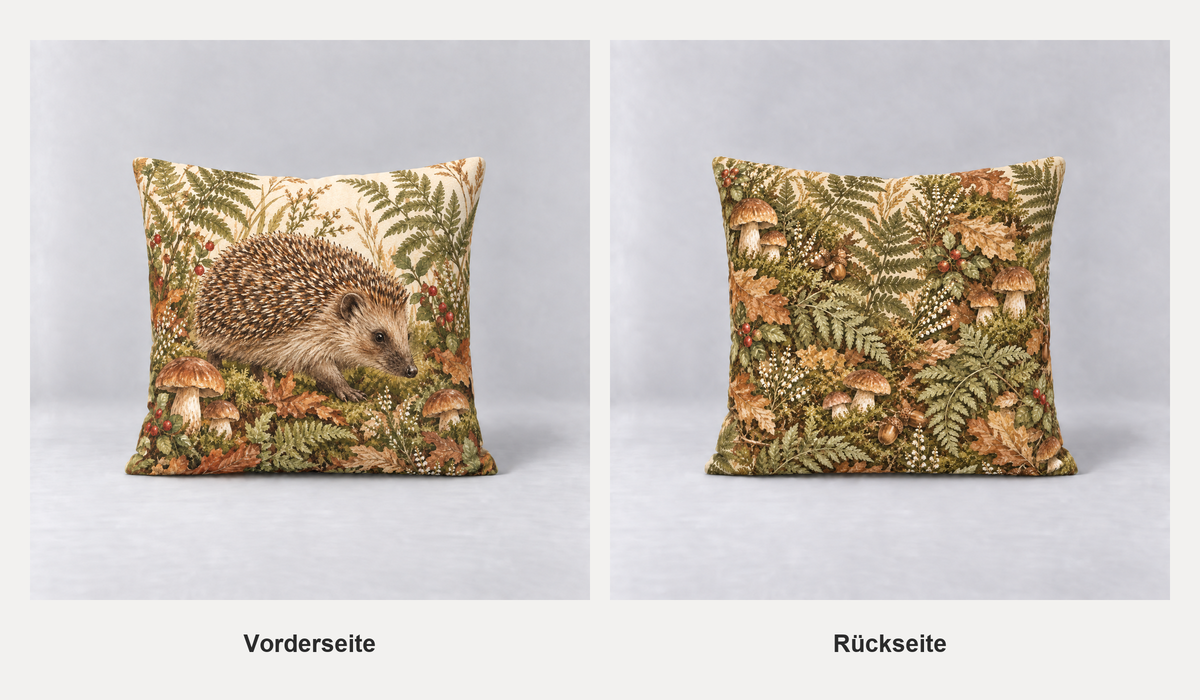 Dekokissen Igel Waldboden, 40 × 40 cm