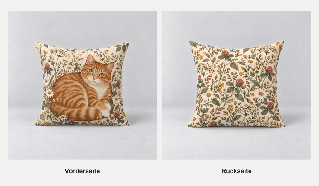 Dekokissen Katze Rotgetigert, 40 × 40 cm
