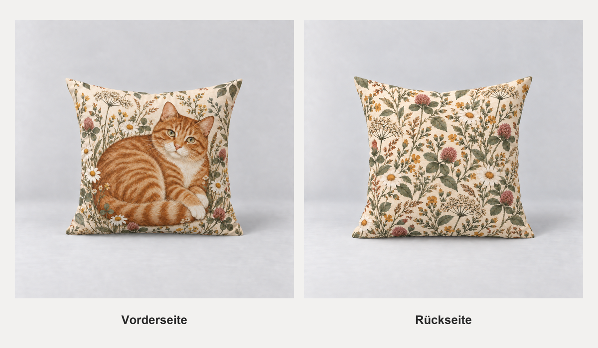 Dekokissen Katze Rotgetigert, 40 × 40 cm