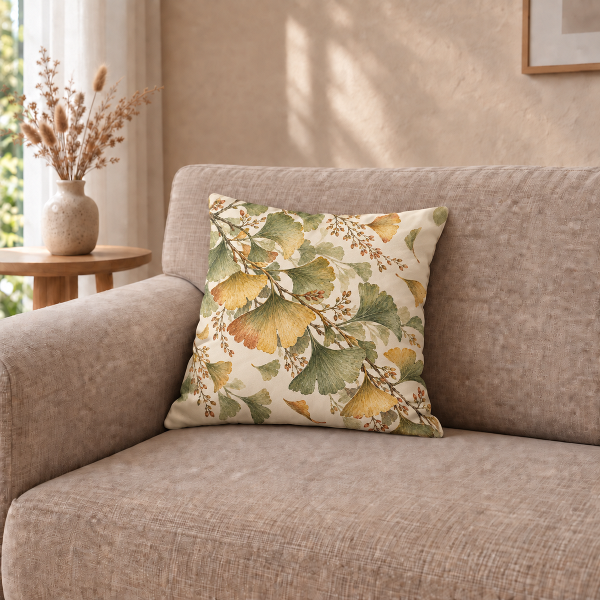 Dekokissen Ginkgo im Abendwind, 40 × 40 cm