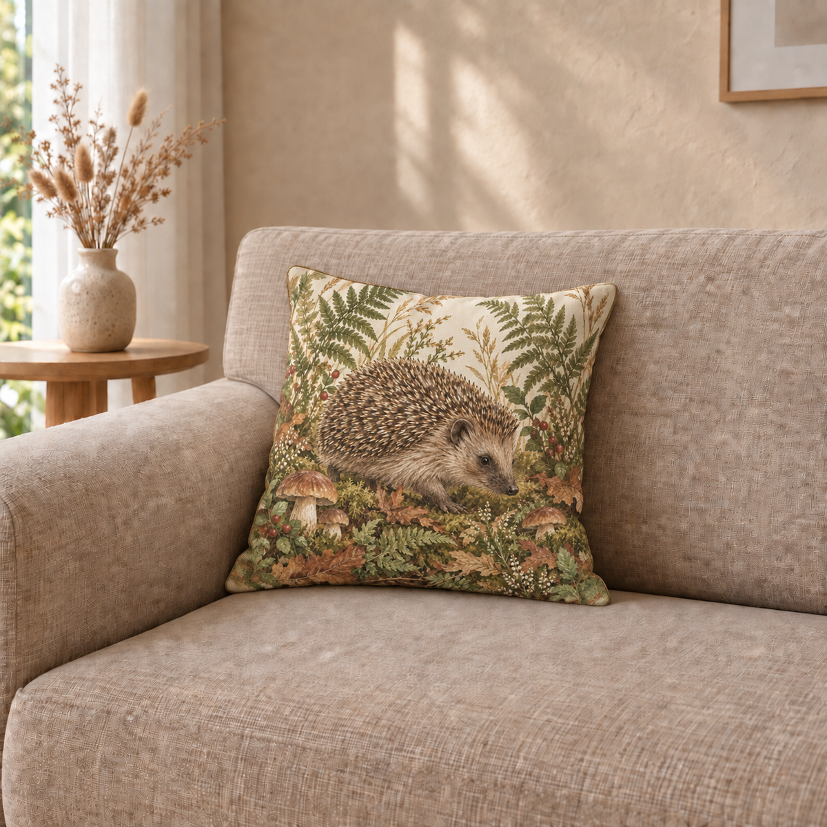 Dekokissen Igel Waldboden, 40 × 40 cm