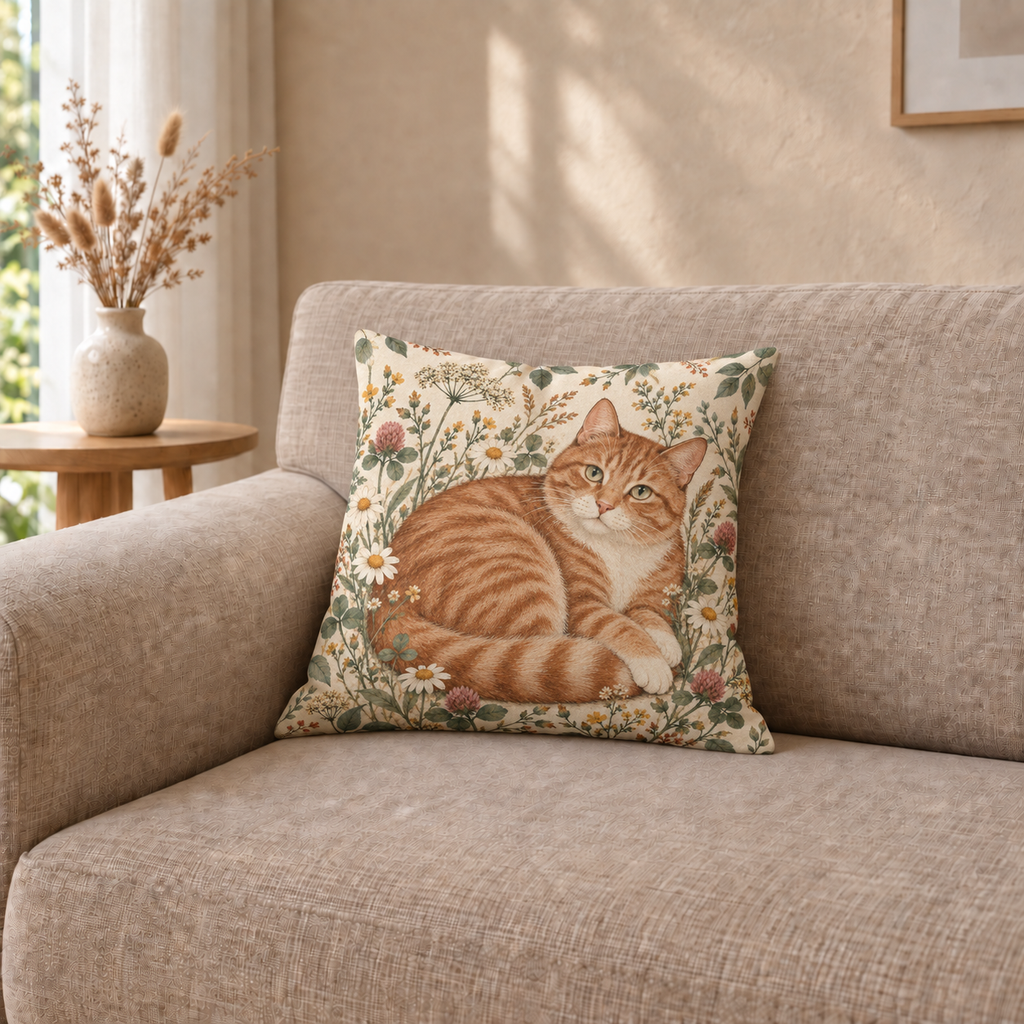Dekokissen Katze Rotgetigert, 40 × 40 cm
