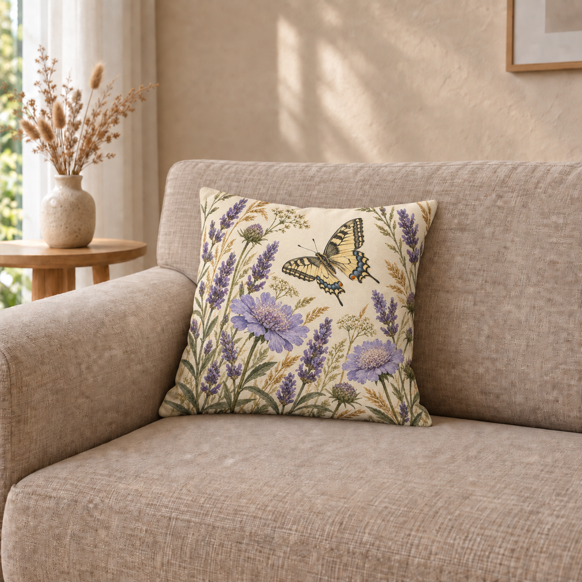 Dekokissen Schwalbenschwanz Lavendel, 40 × 40 cm