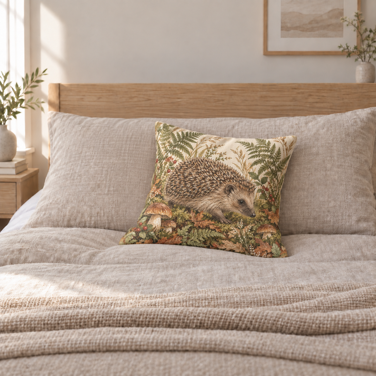 Dekokissen Igel Waldboden, 40 × 40 cm