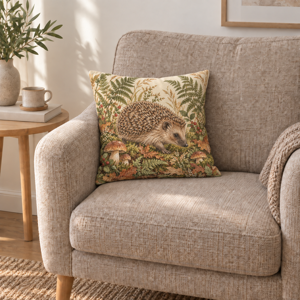 Dekokissen Igel Waldboden, 40 × 40 cm