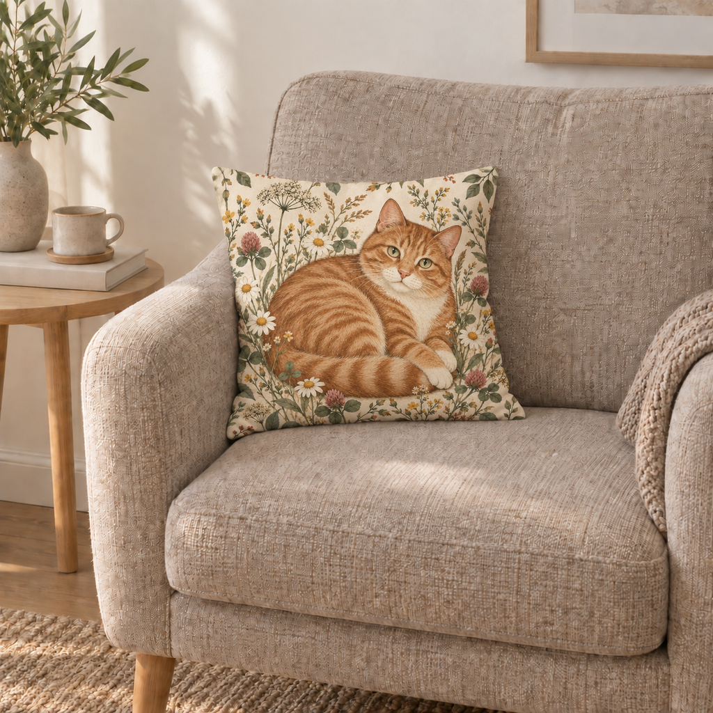 Dekokissen Katze Rotgetigert, 40 × 40 cm