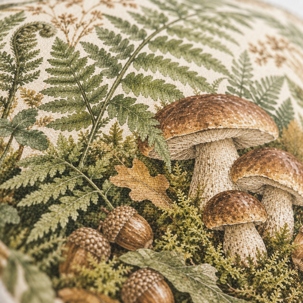 Dekokissen Farn & Pilze, 40 × 40 cm
