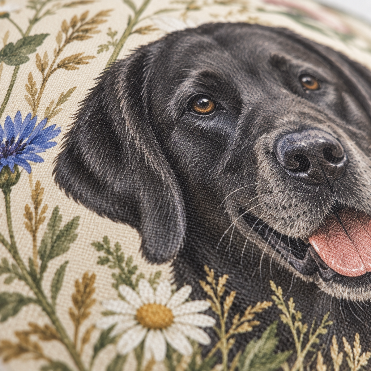 Dekokissen Labrador Kornblumen, 40 × 40 cm