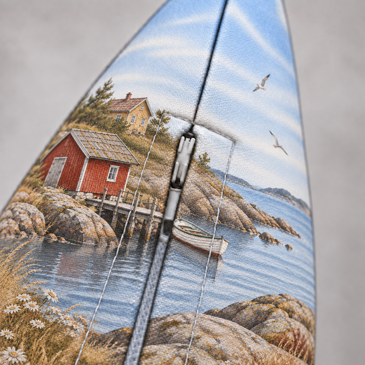 Dekokissen Küstenhäuser, 40 × 40 cm