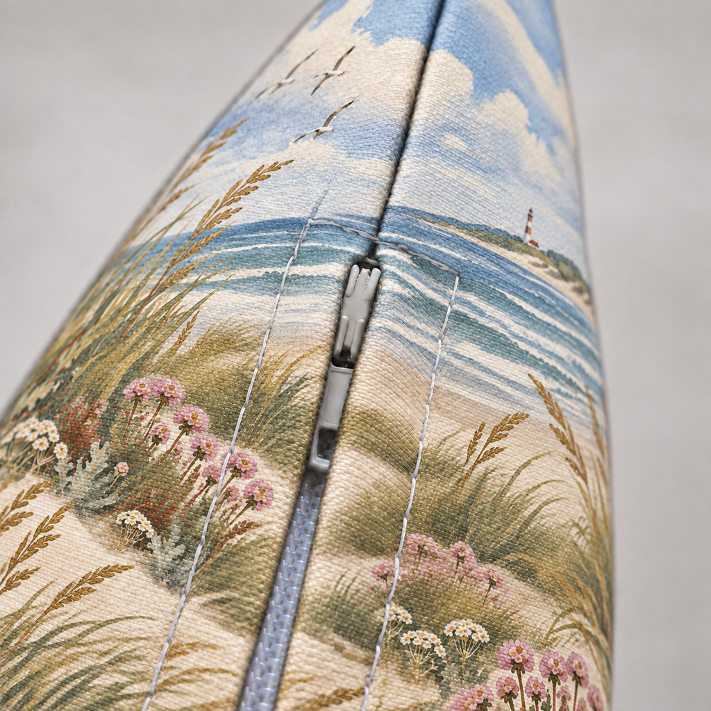 Dekokissen Leuchtturm in den Dünen, 40 × 40 cm