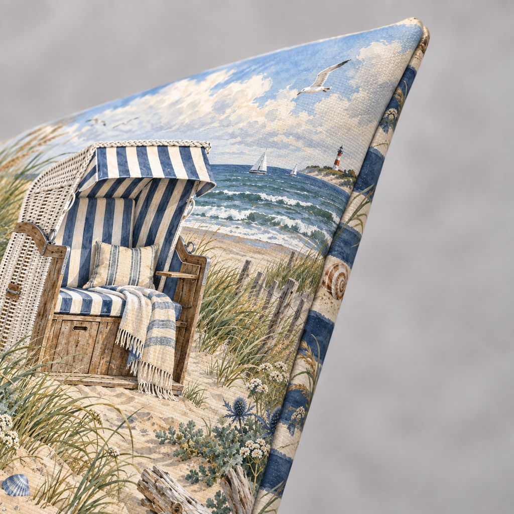 Dekokissen Strandkorb an der Ostsee, 40 × 40 cm