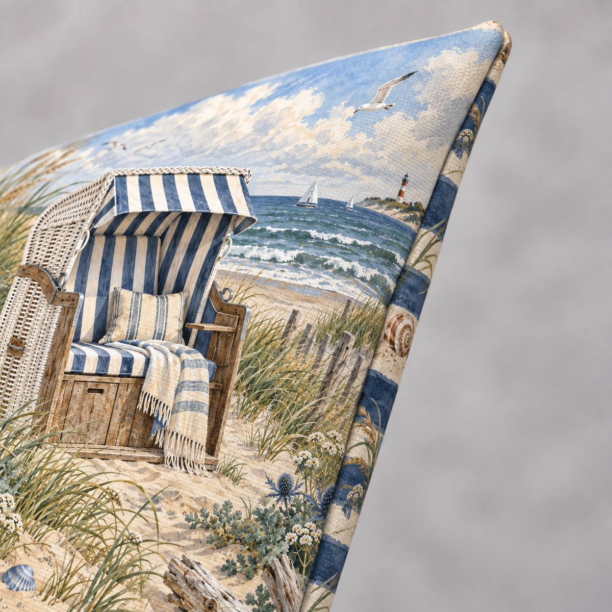 Dekokissen Strandkorb an der Ostsee, 40 × 40 cm