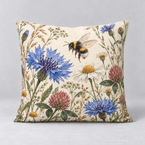 Dekokissen Biene Wildblumen, 40 × 40 cm