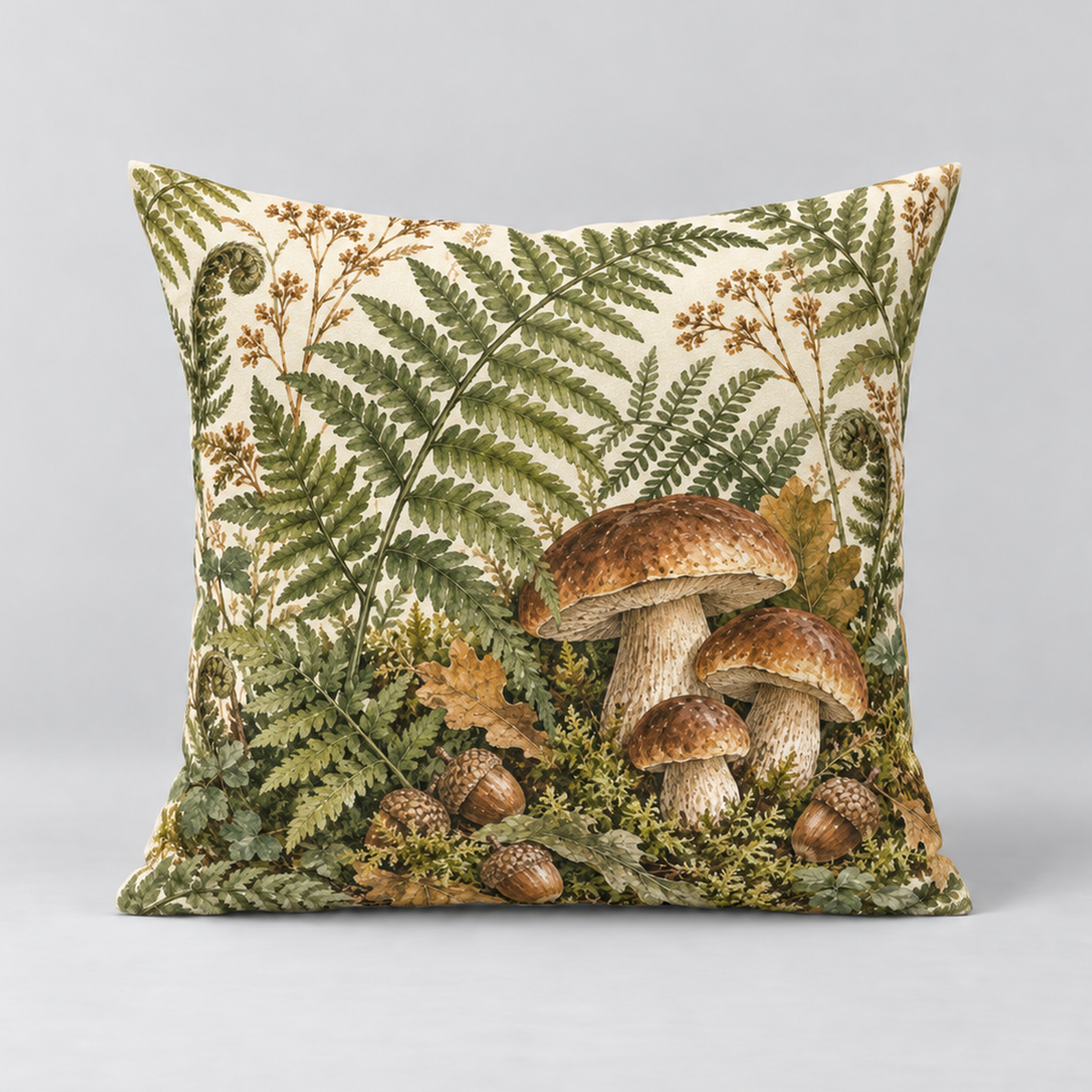 Dekokissen Farn & Pilze, 40 × 40 cm