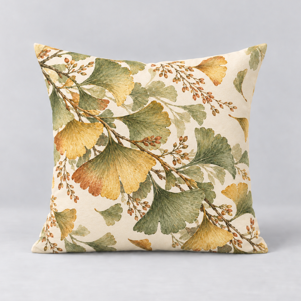 Dekokissen Ginkgo im Abendwind, 40 × 40 cm