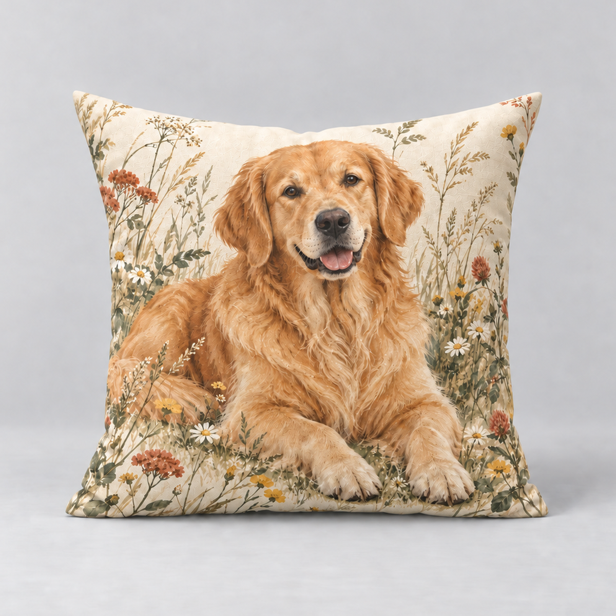 Dekokissen Hund Wildwiese, 40 × 40 cm