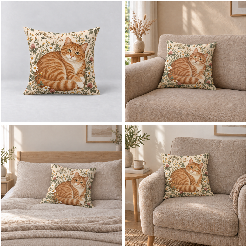Dekokissen Katze Rotgetigert, 40 × 40 cm